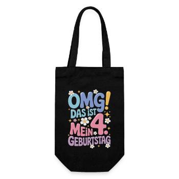 4. Geburtstag Mädchen Das Ist Mein 4. Geburtstag - Geschenkbeutel für Flaschen - Schwarz - Vorne