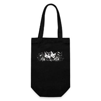 Poules de Pâques Poussins Lapins de Pâques Rétro Cottagecore - Sac à bouteille - noir - Devant