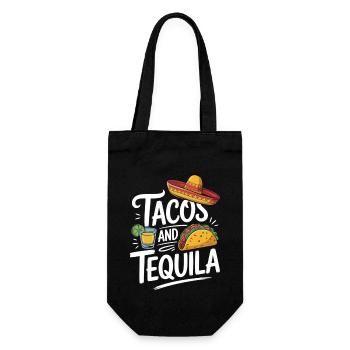 Lustiges Tacos & Tequila Shirt - Geschenkbeutel für Flaschen - Schwarz - Vorne
