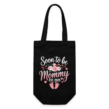 Soon mom - baby is coming in 2025 - Gift Bag for Bottles - black - Front