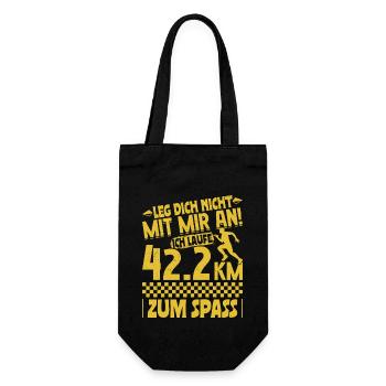 Läufer LEG DICH NICHT MIT MIR AN LAUFE ZUM SPAß - Geschenkbeutel für Flaschen - Schwarz - Vorne
