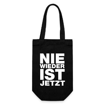 Nie wieder ist jetzt - Gegen Rechts, gegen Hetze - Geschenkbeutel für Flaschen - Schwarz - Vorne