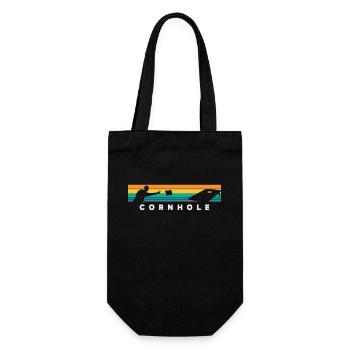 Cornhole Spieler Retro Stil Silhouette - Geschenkbeutel für Flaschen - Schwarz - Vorne