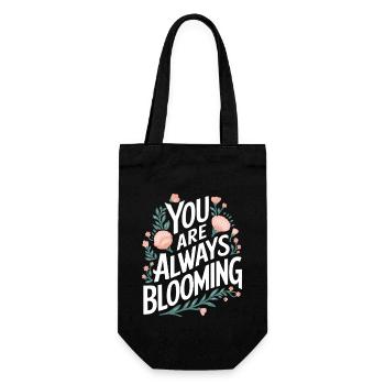 Du Bist Immer Am Erblühen Mit Blumenmotiv - Geschenkbeutel für Flaschen - Schwarz - Vorne