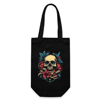 Crâne tropical avec des fleurs - Sac à bouteille - noir - Devant