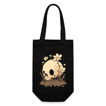 Cute skull with flower meadow - Gift Bag for Bottles - black - Front
