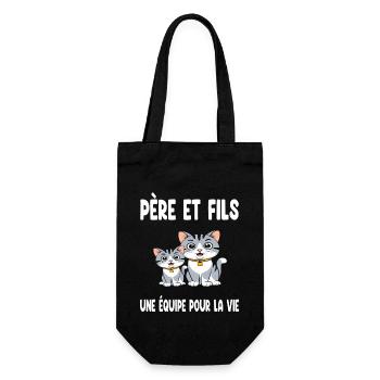 Father and Son Cat Dad Duo Matching Father's Day - Gift Bag for Bottles - black - Front