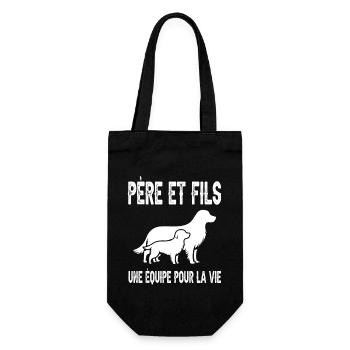 Father and Son Dog Dad Father's Day - Gift Bag for Bottles - black - Front