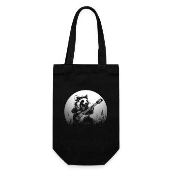 Rocking raccoon with guitar in the moonlight on - Gift Bag for Bottles - black - Front