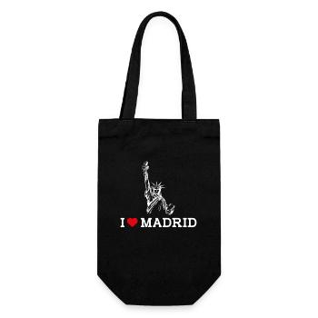 Ich liebe Madrid Herz Flagge Freiheitsstatue Spanien - Geschenkbeutel für Flaschen - Schwarz - Vorne
