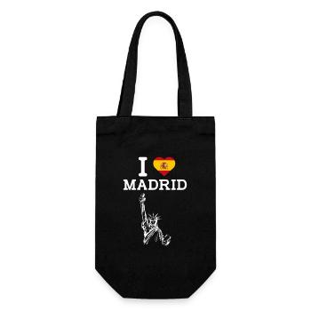 Ich liebe Madrid Herz Flagge Spanien Freiheitsstatue - Geschenkbeutel für Flaschen - Schwarz - Vorne