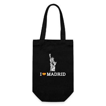 Ich liebe Madrid Spanien Herz Flagge Freiheitsstatue - Geschenkbeutel für Flaschen - Schwarz - Vorne