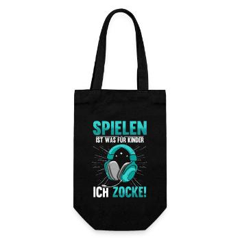 Spielen Ist Was Für Kinder Ich Zocke Gamer Zocken - Geschenkbeutel für Flaschen - Schwarz - Vorne