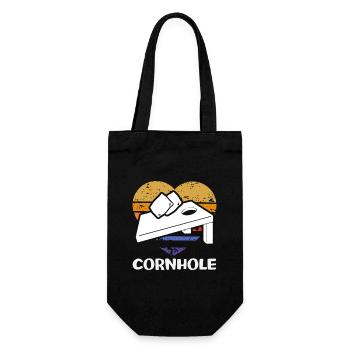 Cornhole Spieler Herz Retro Design - Geschenkbeutel für Flaschen - Schwarz - Vorne