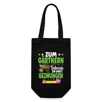 Zum Gärtnern Geboren Zur Arbeit Gezwungen Gärtner - Geschenkbeutel für Flaschen - Schwarz - Vorne