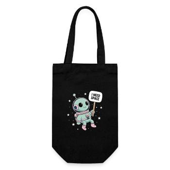 I Need Space – Süßer Astronaut im All - Geschenkbeutel für Flaschen - Schwarz - Vorne