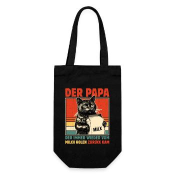 Papa vom Milch holen zurück - Schwarze Katze - Geschenkbeutel für Flaschen - Schwarz - Vorne