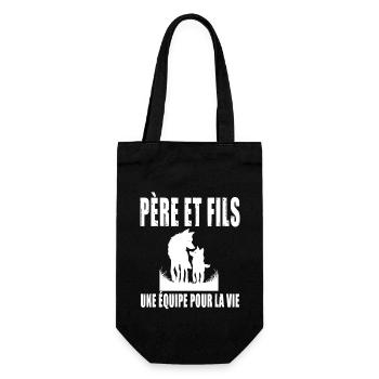 père et fils papa loup fête des pères - Sac à bouteille - noir - Devant