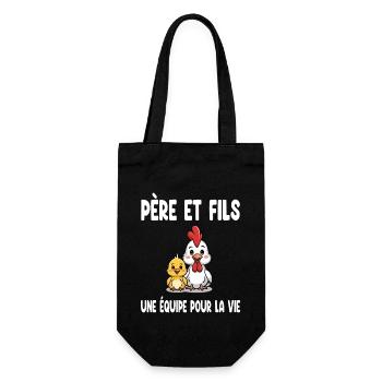 père et fils poule papa duo assorti fête des pères - Sac à bouteille - noir - Devant
