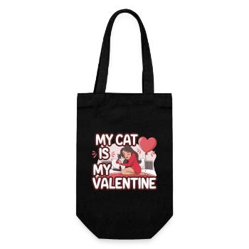 Meine Katze Ist Mein Valentinstag-Liebling - Geschenkbeutel für Flaschen - Schwarz - Vorne