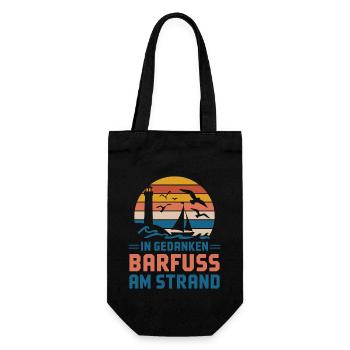 Baltic Sea North Sea coast Barefoot on the beach in thoughts - Gift Bag for Bottles - black - Front