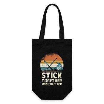 Stick Together Win Together Hockey Graphics - Gift Bag for Bottles - black - Front
