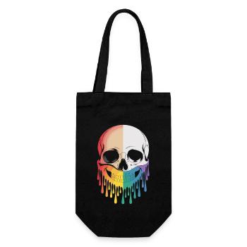 Skull mit Regenbogen-Lächeln - Geschenkbeutel für Flaschen - Schwarz - Vorne