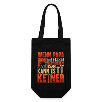 Wenn Papa Es Nicht Reparieren Kann Heimwerker - Geschenkbeutel für Flaschen - Schwarz - Vorne