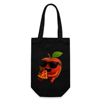 Apfel - Geschenkbeutel für Flaschen - Schwarz - Vorne