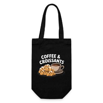 Breakfast time - coffee and croissants - Gift Bag for Bottles - black - Front