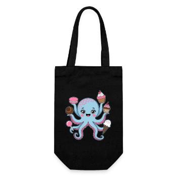 Oktopus Kuchen Kinder Tintenfisch - Geschenkbeutel für Flaschen - Schwarz - Vorne