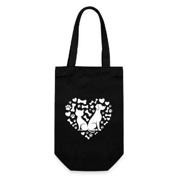 Dogs and Cats Love Design - Gift Bag for Bottles - black - Front