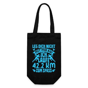 Läufer LEG DICH NICHT MIT MIR AN LAUFE ZUM SPAß - Geschenkbeutel für Flaschen - Schwarz - Vorne