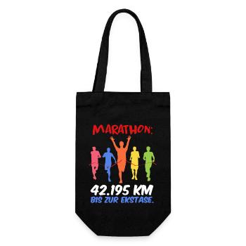 Läufer MARATHON BIS ZUR EKSTASE Laufen Lustig - Geschenkbeutel für Flaschen - Schwarz - Vorne