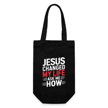 Jesus changed my life! Christian - Gift Bag for Bottles - black - Front