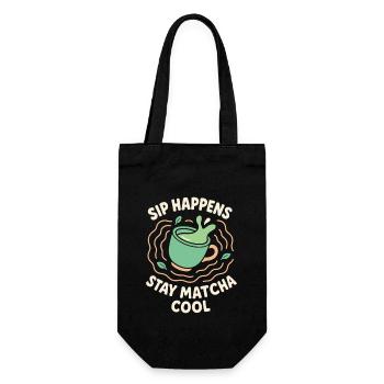 Matcha Aesthetic Latte Soft Girl Tea Over Coffee - Gift Bag for Bottles - black - Front
