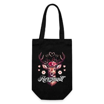 Trachtenshirt Damen Herzmadl T-Shirt Tracht Dirndl - Geschenkbeutel für Flaschen - Schwarz - Vorne