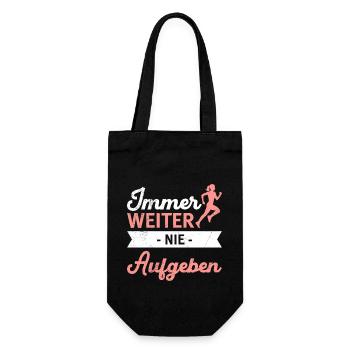 Läuferin IMMER WEITER NIE AUFGEBEN Lustiges - Geschenkbeutel für Flaschen - Schwarz - Vorne