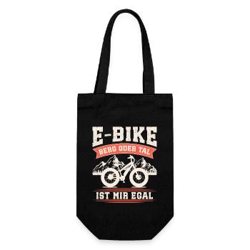 E-BIKE BERG ODER TAL IST MIR EGAL Lustiges - Geschenkbeutel für Flaschen - Schwarz - Vorne