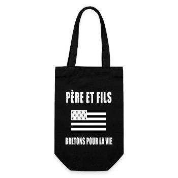 père et fils breton bretagne papa fête des pères - Sac à bouteille - noir - Devant