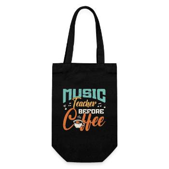 Music Teacher Before Coffee Composer Coffee Lover - Geschenkbeutel für Flaschen - Schwarz - Vorne
