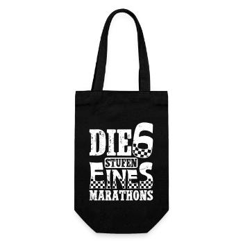 Läufer DIE 6 STUFEN EINES MARATHONS Laufen Lustig - Geschenkbeutel für Flaschen - Schwarz - Vorne