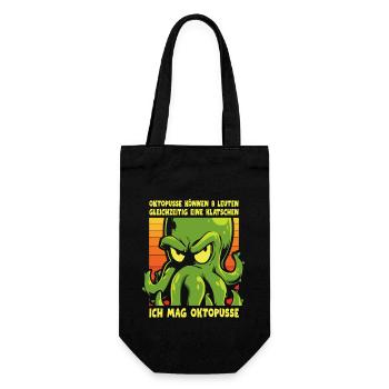 Ich mag Oktopusse – Sarkastischer Oktopus Spruch - Geschenkbeutel für Flaschen - Schwarz - Vorne