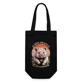 Die Würfel sind gefallen – Wombat - Geschenkbeutel für Flaschen - Schwarz - Vorne