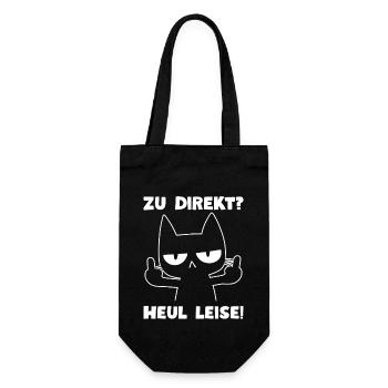 Zu direkt? Heul leise! Sarkasmus Schwarze Katze - Geschenkbeutel für Flaschen - Schwarz - Vorne
