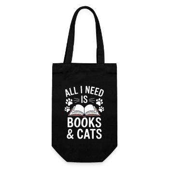 Book Reading Cat Design Kitten Saying - Gift Bag for Bottles - black - Front