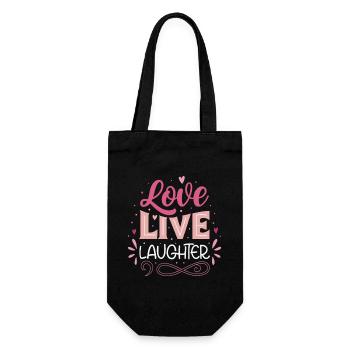Love Live Laughter Saying for Joie de vivre - Gift Bag for Bottles - black - Front