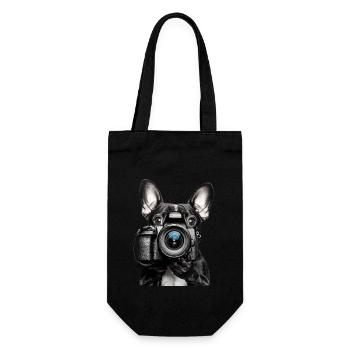 Französische Bulldogge - Geschenkbeutel für Flaschen - Schwarz - Vorne