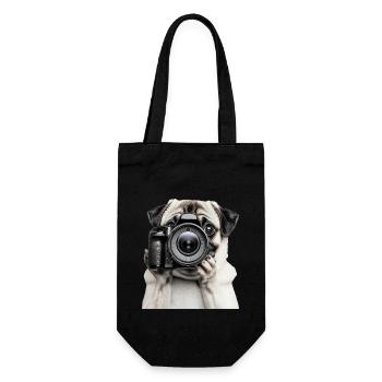 Mops - Geschenkbeutel für Flaschen - Schwarz - Vorne