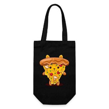 Pizza Cat Kawaii Illustration - Geschenkbeutel für Flaschen - Schwarz - Vorne